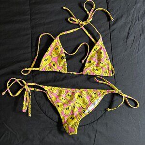 Like New Bubblegum Bikini - Happy Face Print,  Size S/M